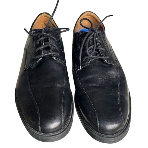 CLARKS COLLECTION Black Leather Dress Shoes Whiddon Pace Oxford Mens Size 8.5